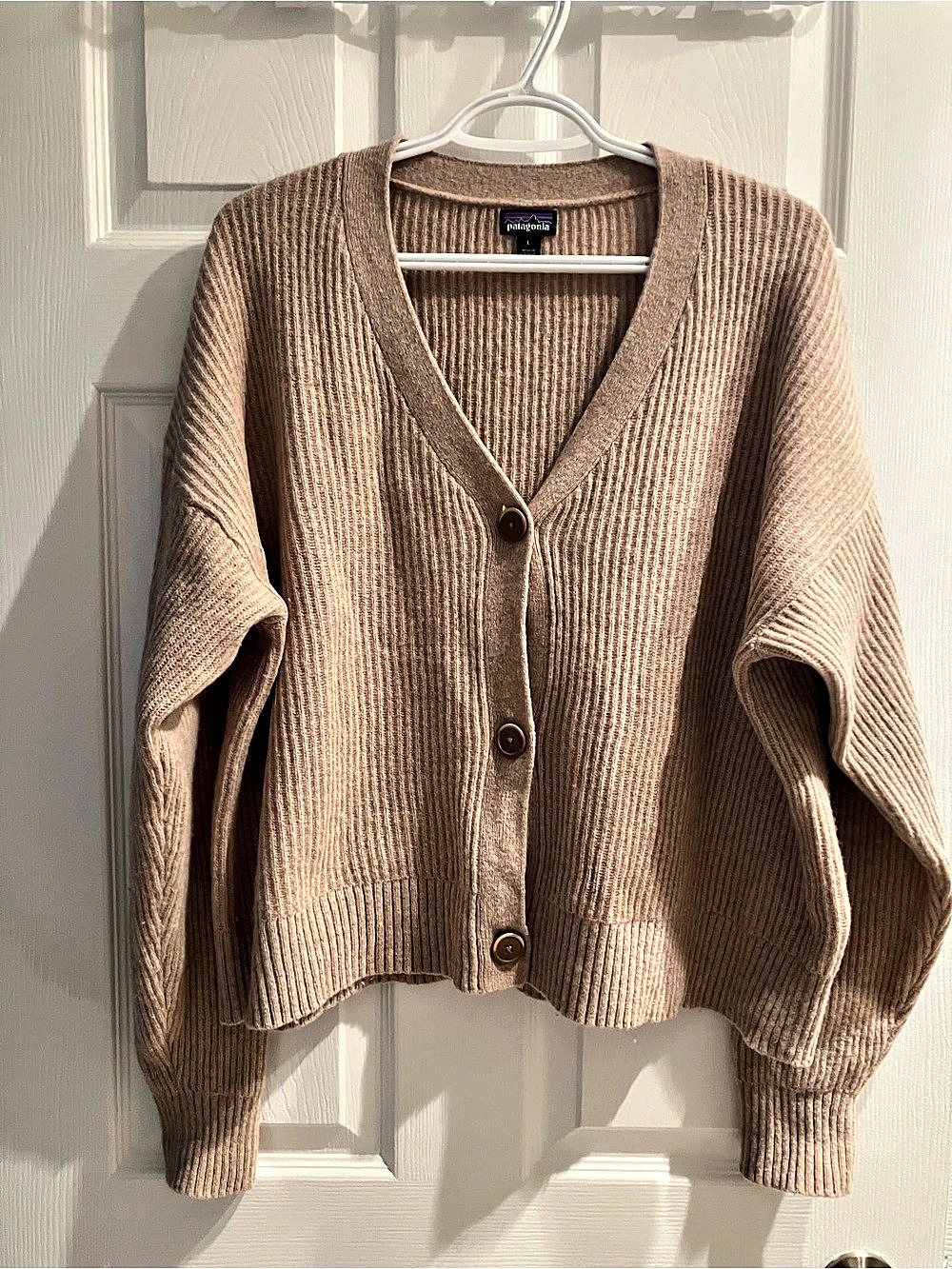 Patagonia Women's Recycled Wool Cardigan Tan Large